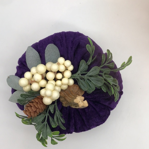 Trio of 3 Handmade Velvet, Poly filled Pumpkins - Picture 3 of 12